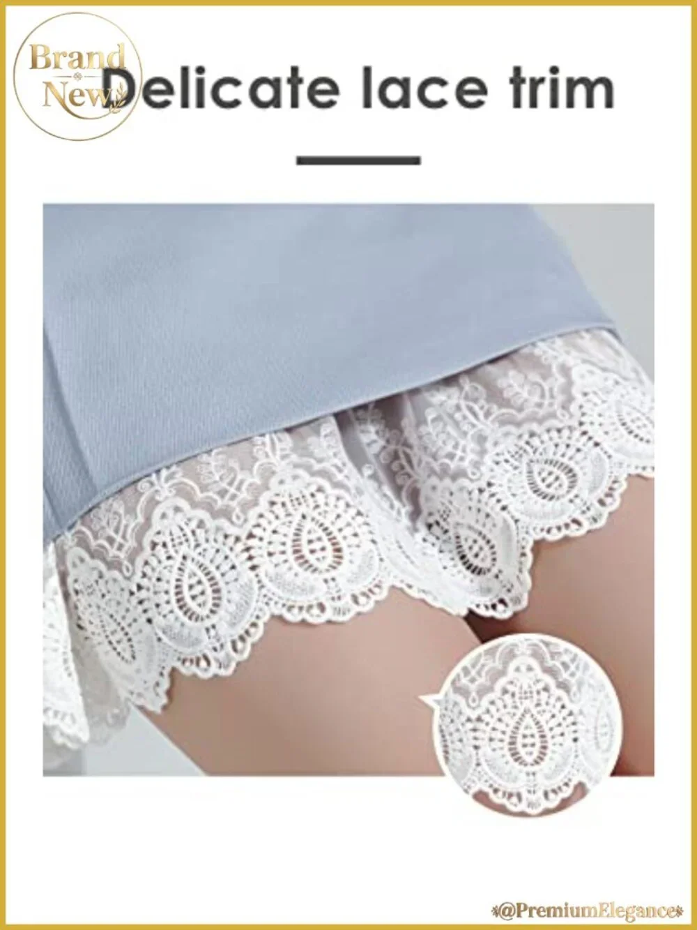 100% Cotton Half Slip Skirt Extender with Lace Trim